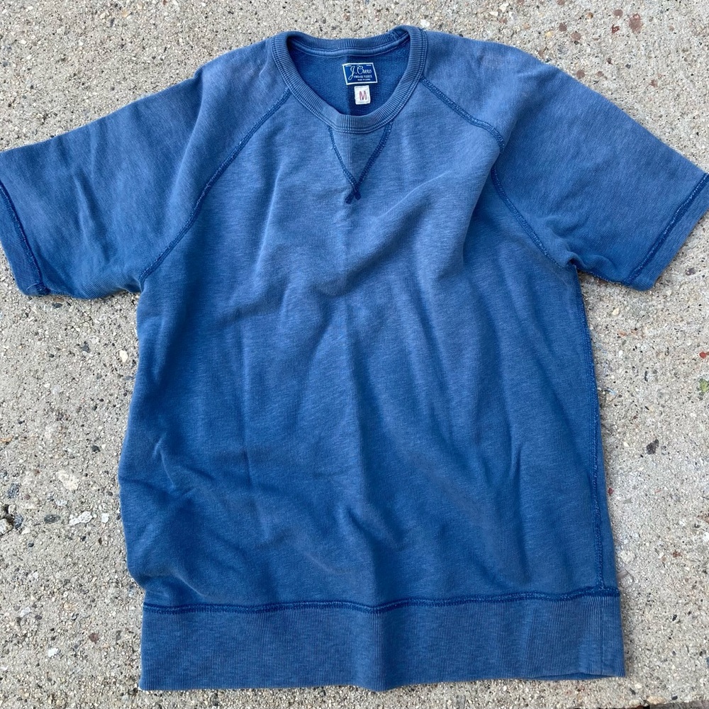 J.CREW Sun-Faded Short-Sleeve Vintage Fleece Sweatshirt - Medium - Washed Navy